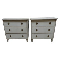 Vintage 2 Swedish Gustavian Style 3 Drawer Chest Of Drawers