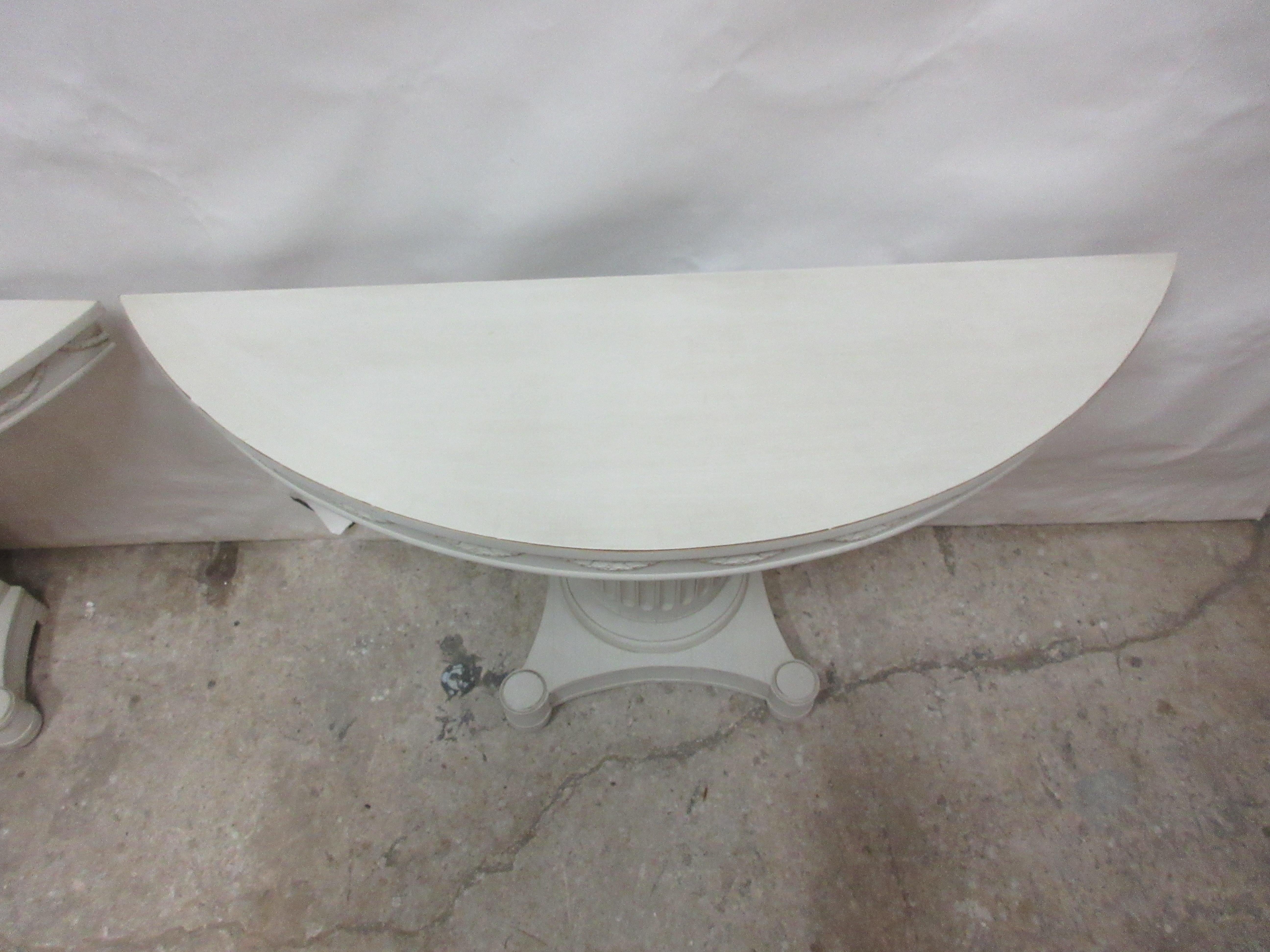 2 Swedish Gustavian Style Console Tables For Sale 2