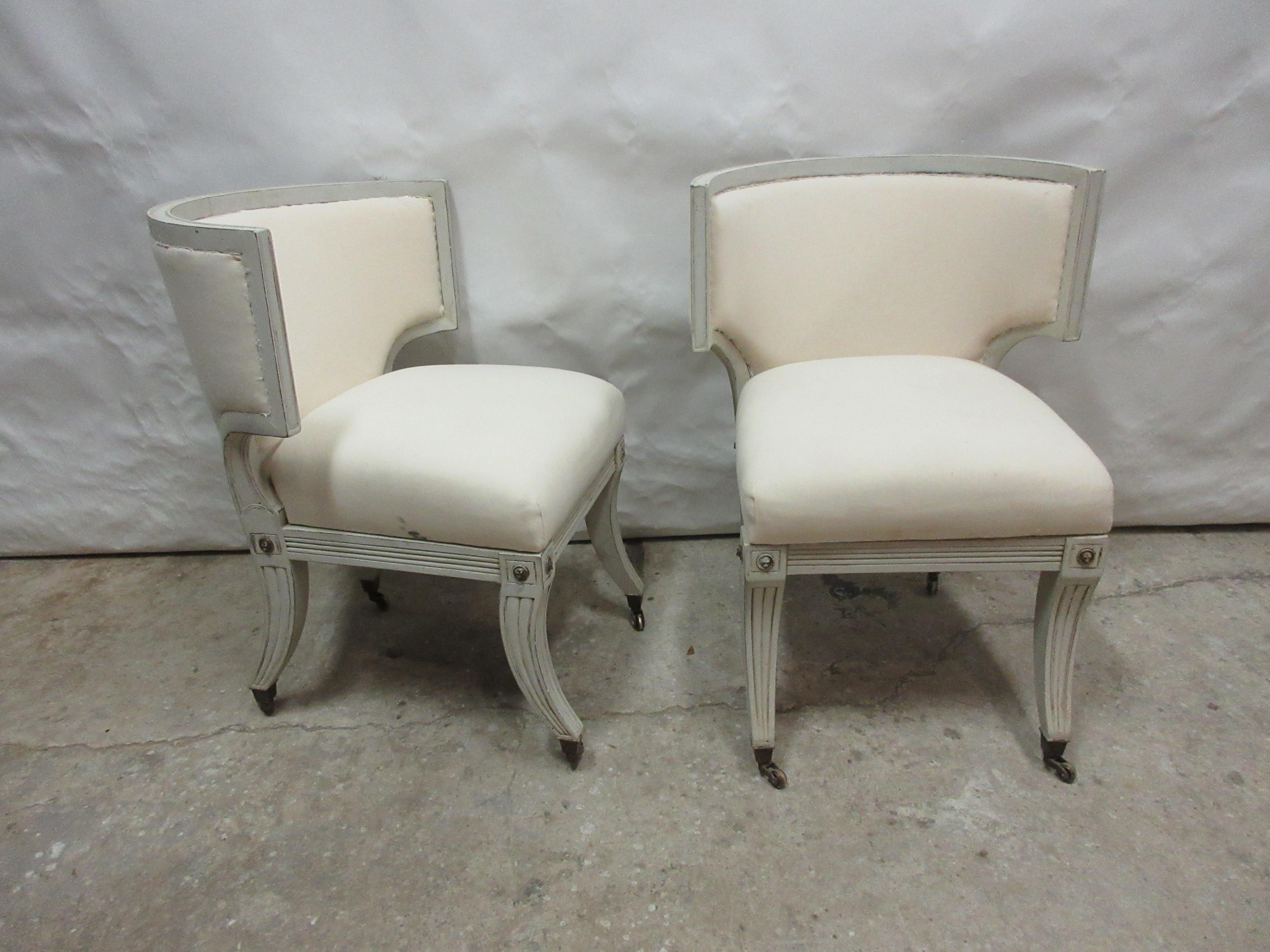 Gustavian 2 Swedish Klismos Style Chairs For Sale