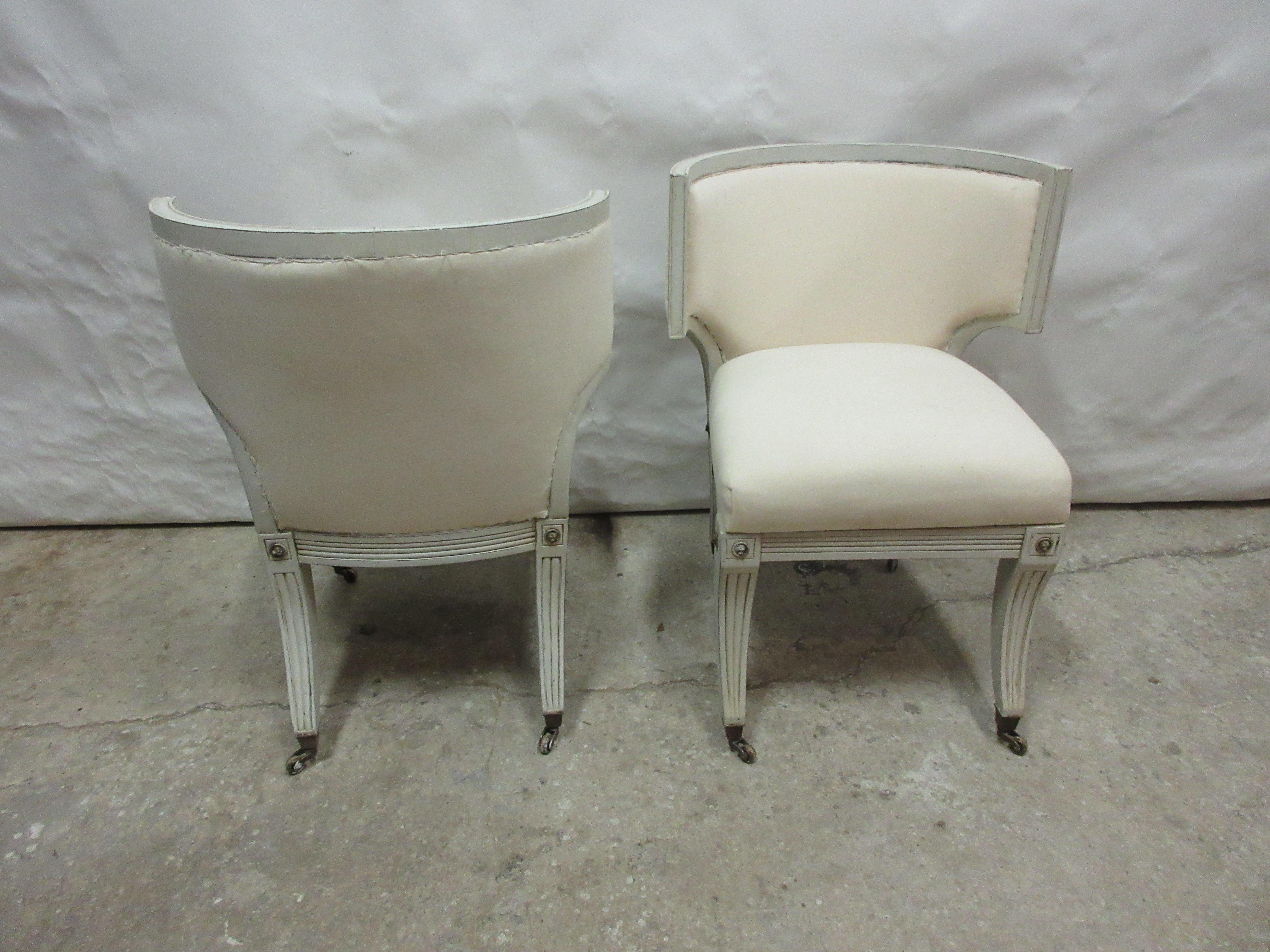 Mid-20th Century 2 Swedish Klismos Style Chairs For Sale