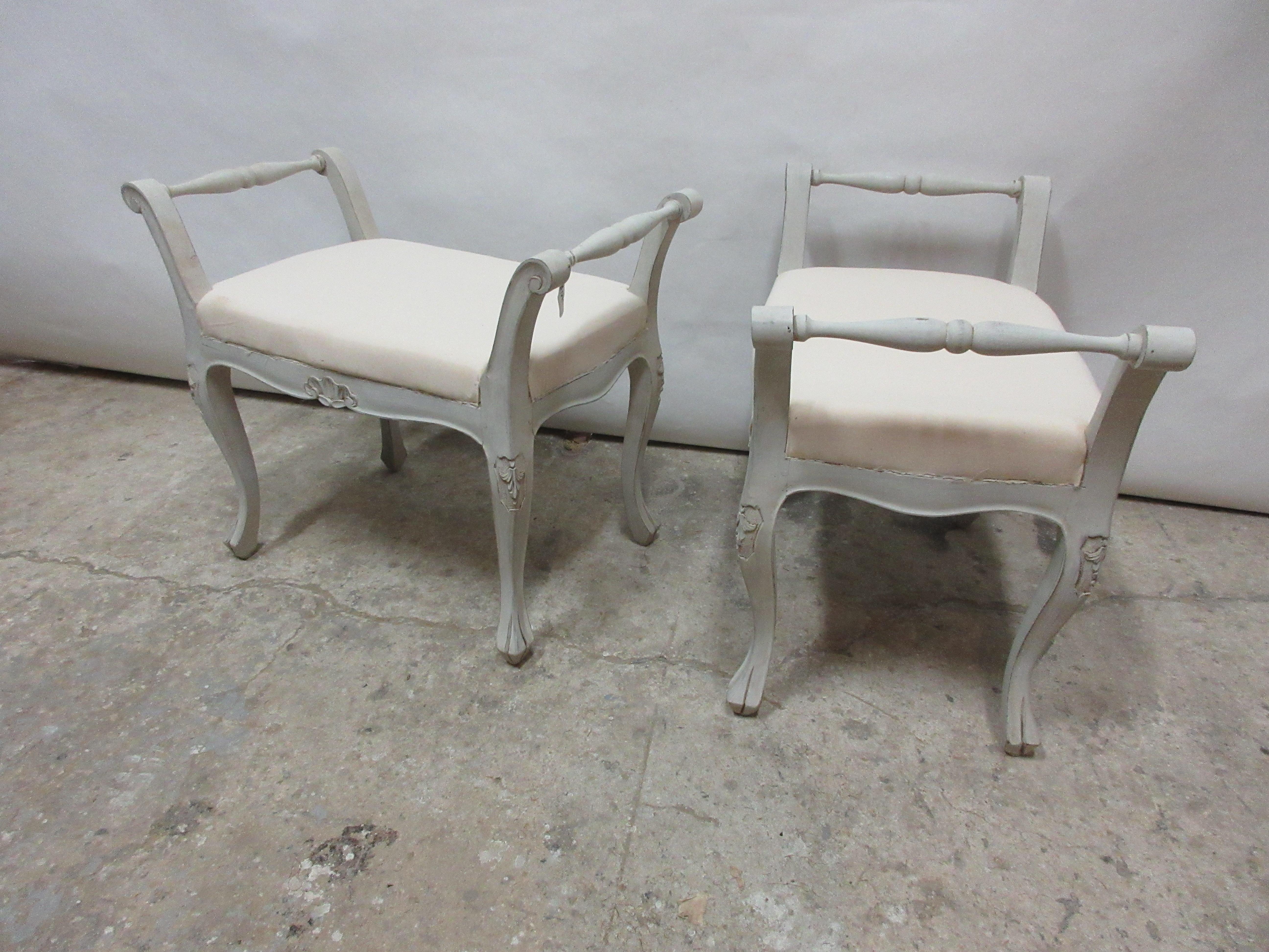 Gustavian 2 Swedish Rococo Stools