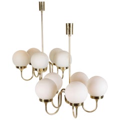 2 Swiss Brass Chandeliers, 1970s