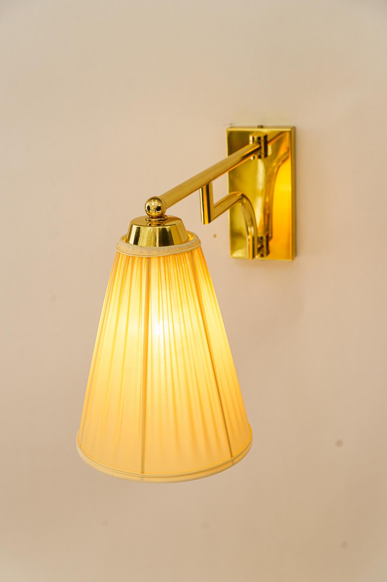 Brass 2 Swiveling Art Deco wall lamps vienna around 1920s For Sale