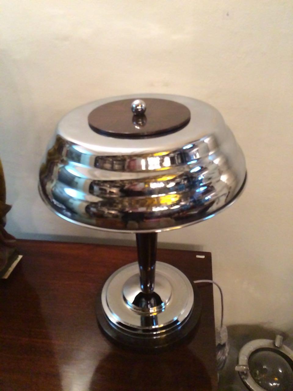 2 Table Lamps, France, 1920, Materials Wood and Chrome, Style Art Deco For Sale 6