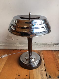 2 Table Lamps, France, 1920, Materials Wood and Chrome, Style Art Deco
