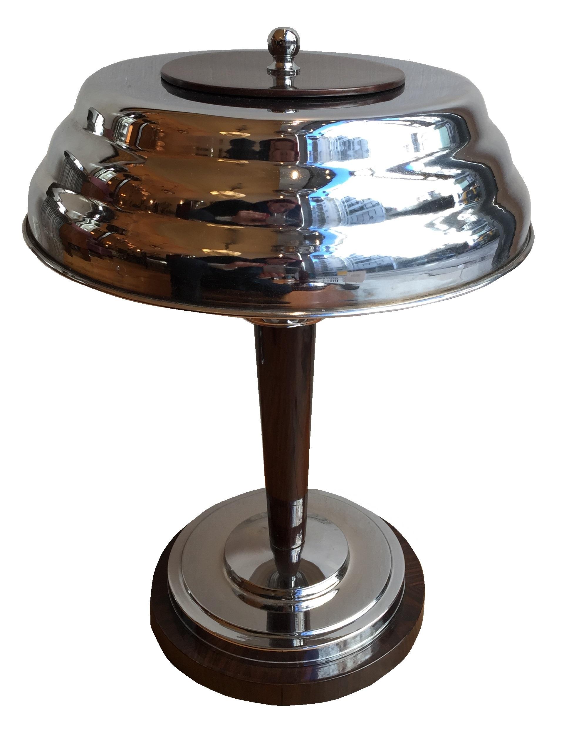 2 Table Lamps, France, 1920, Materials Wood and Chrome, Style Art Deco For Sale 2
