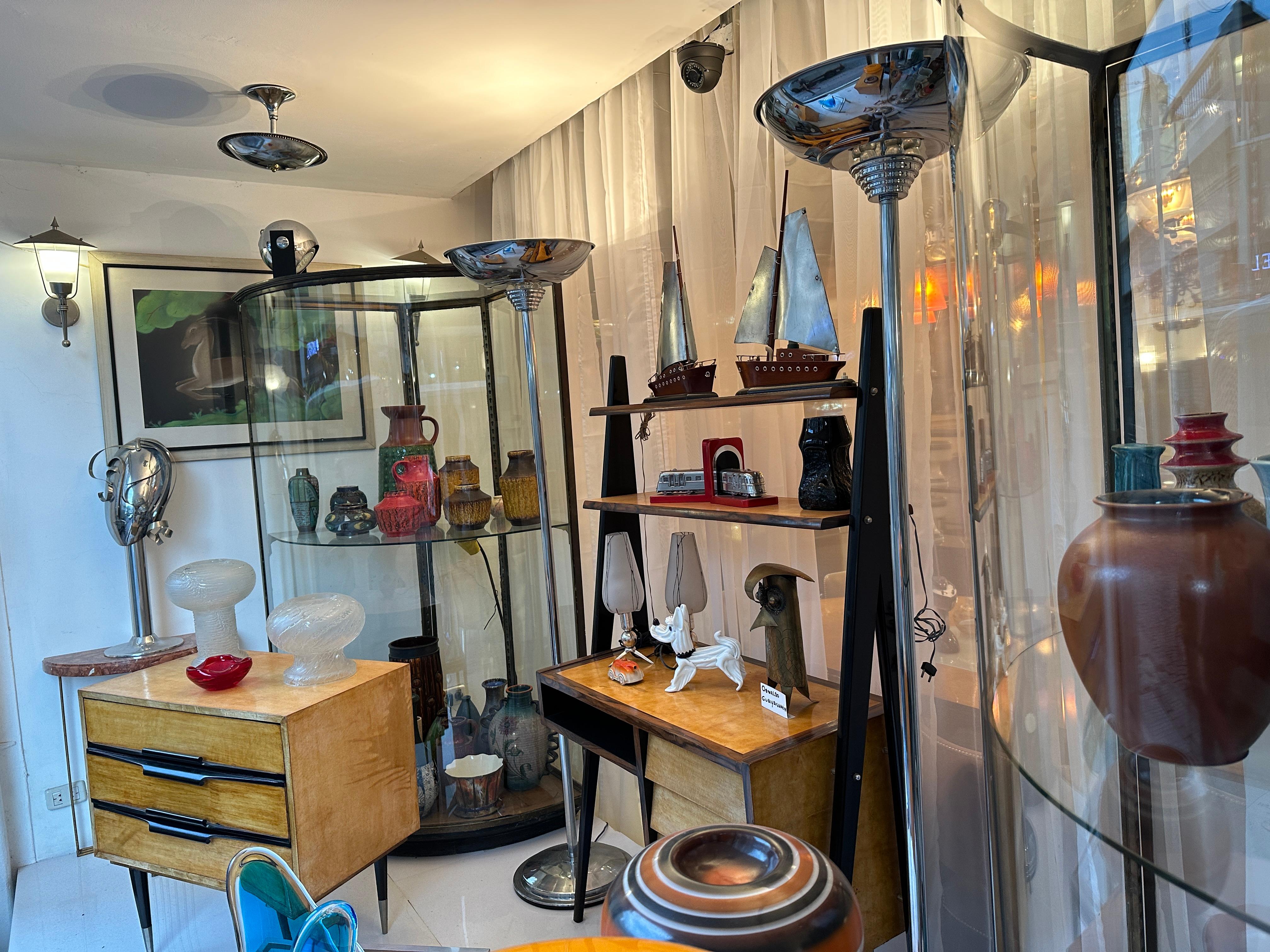 2 lampes de bureau, verre et bronze plaqué, style Art Déco, Italie, 1930 en vente 4