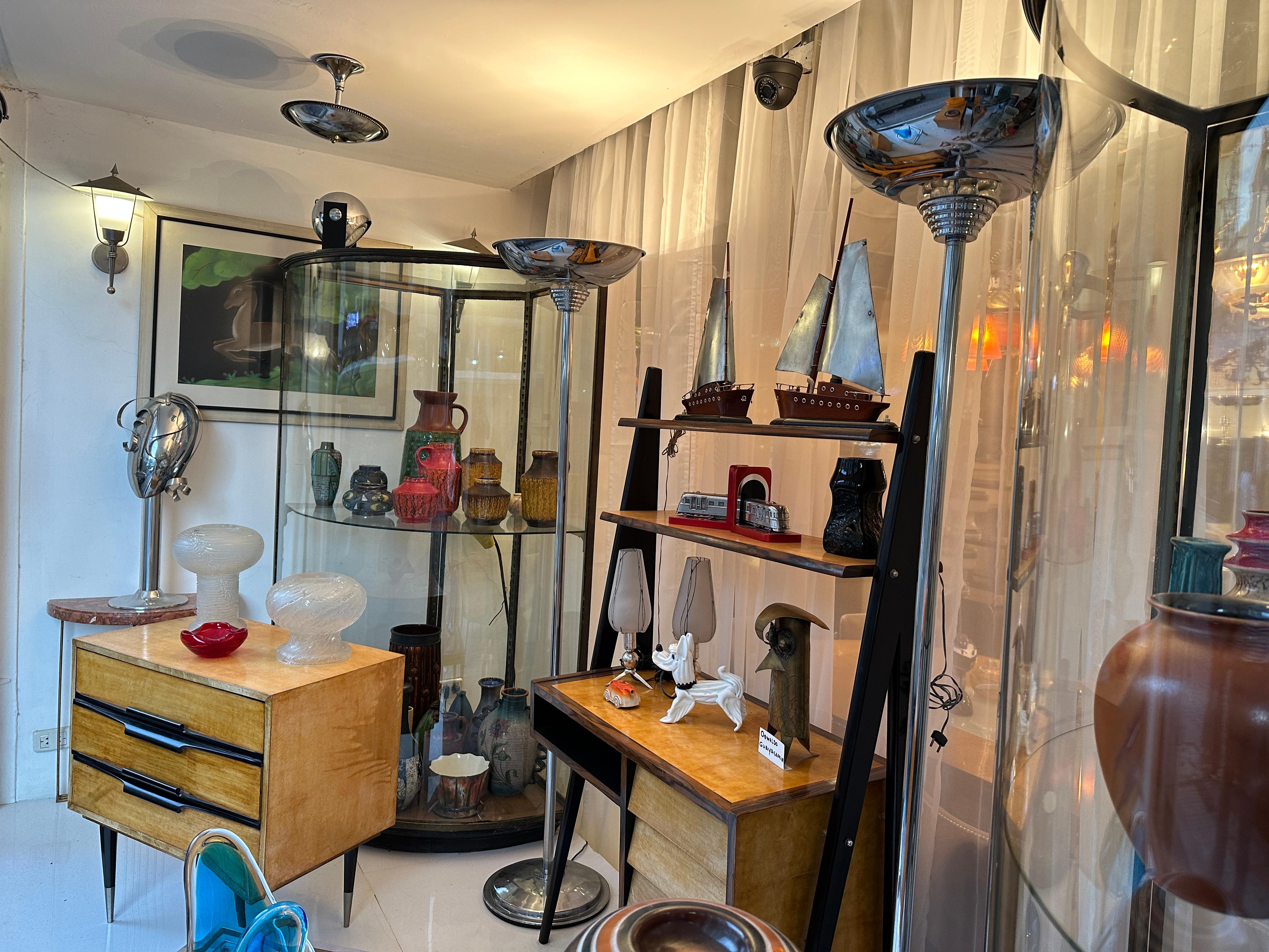 2 lampes de bureau, verre et bronze plaqué, style Art Déco, Italie, 1930 en vente 6