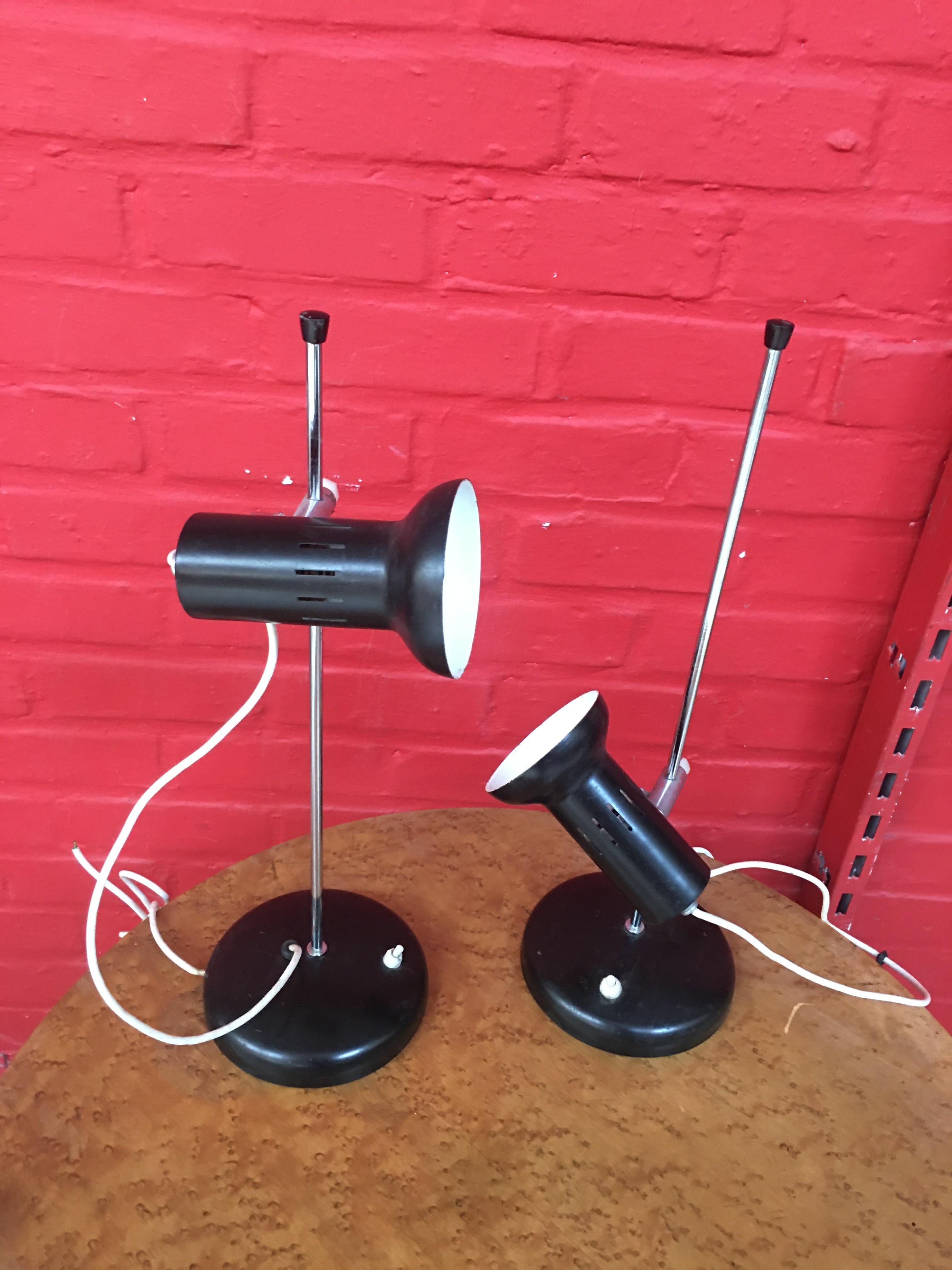 2 Table Lamps in Lacquered Metal and Chrome, circa 1950-1960 In Good Condition For Sale In Saint-Ouen, FR