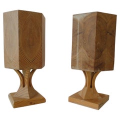 2 Table Lamps in Pine Swedish Crafts Pine Lamps Mid-Century Scandinavia