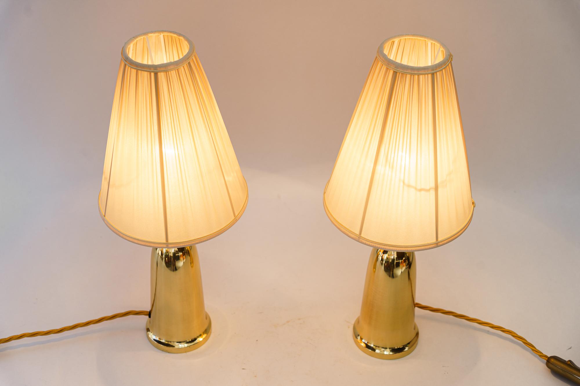 2 Table lamps vienna around 1960s with fabnric shades For Sale 2