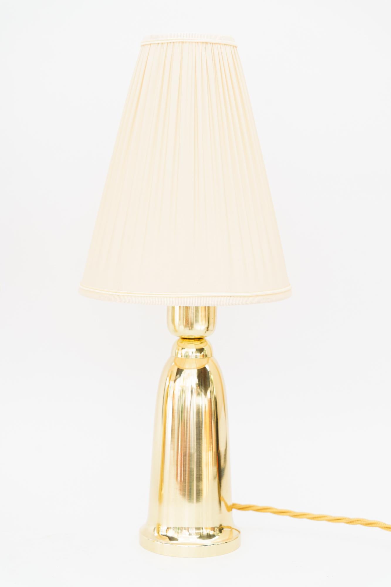 Mid-Century Modern 2 Table lamps vienna around 1960s with fabnric shades For Sale