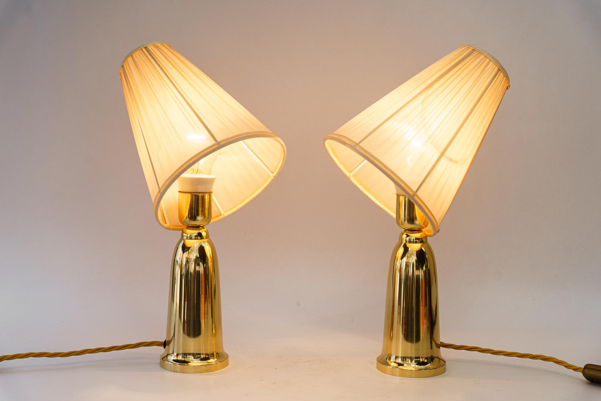 2 Table lamps vienna around 1960s with fabnric shades In Good Condition For Sale In Wien, AT