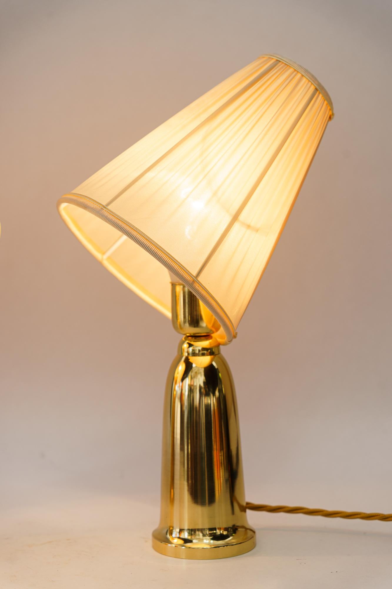 Mid-20th Century 2 Table lamps vienna around 1960s with fabnric shades For Sale