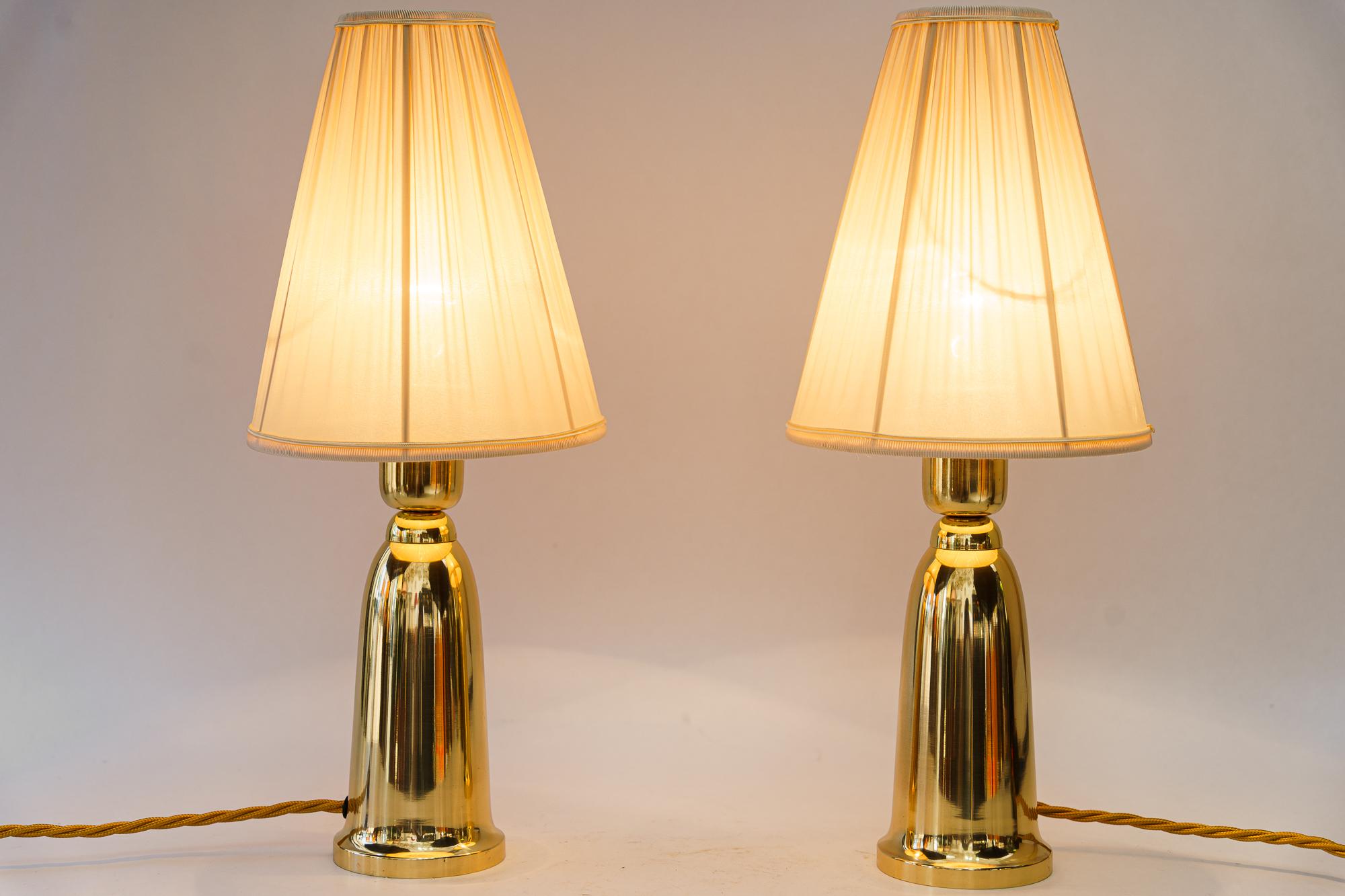 2 Table lamps vienna around 1960s with fabnric shades For Sale 1