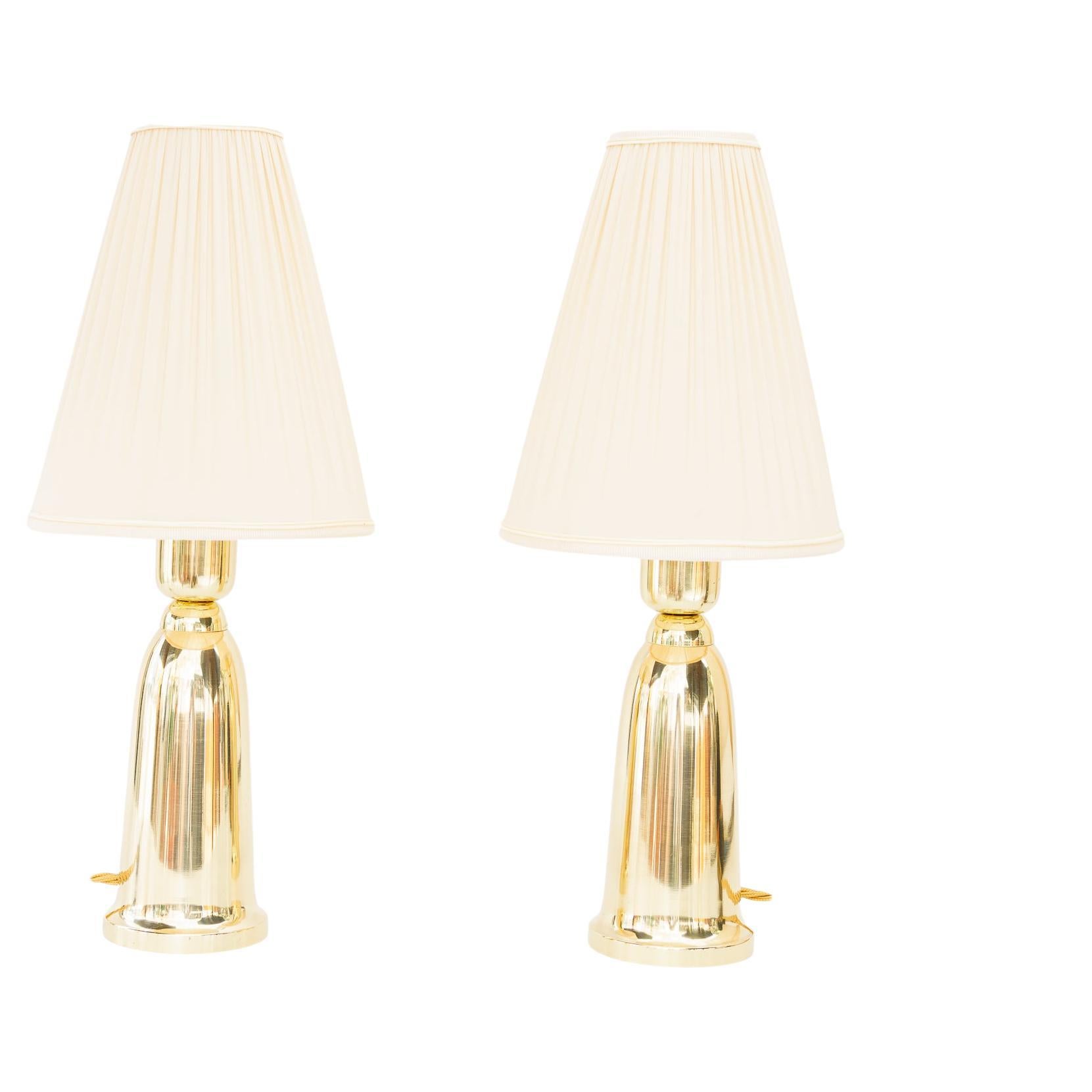 2 Table lamps vienna around 1960s with fabnric shades For Sale