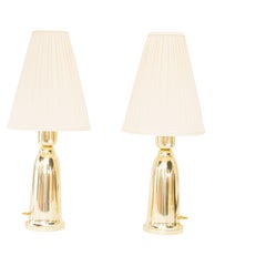 Retro 2 Table lamps vienna around 1960s with fabnric shades