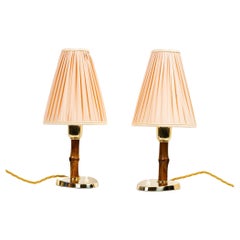 2 Table Lamps with Bamboo and Fabric Vienna Around 1950s