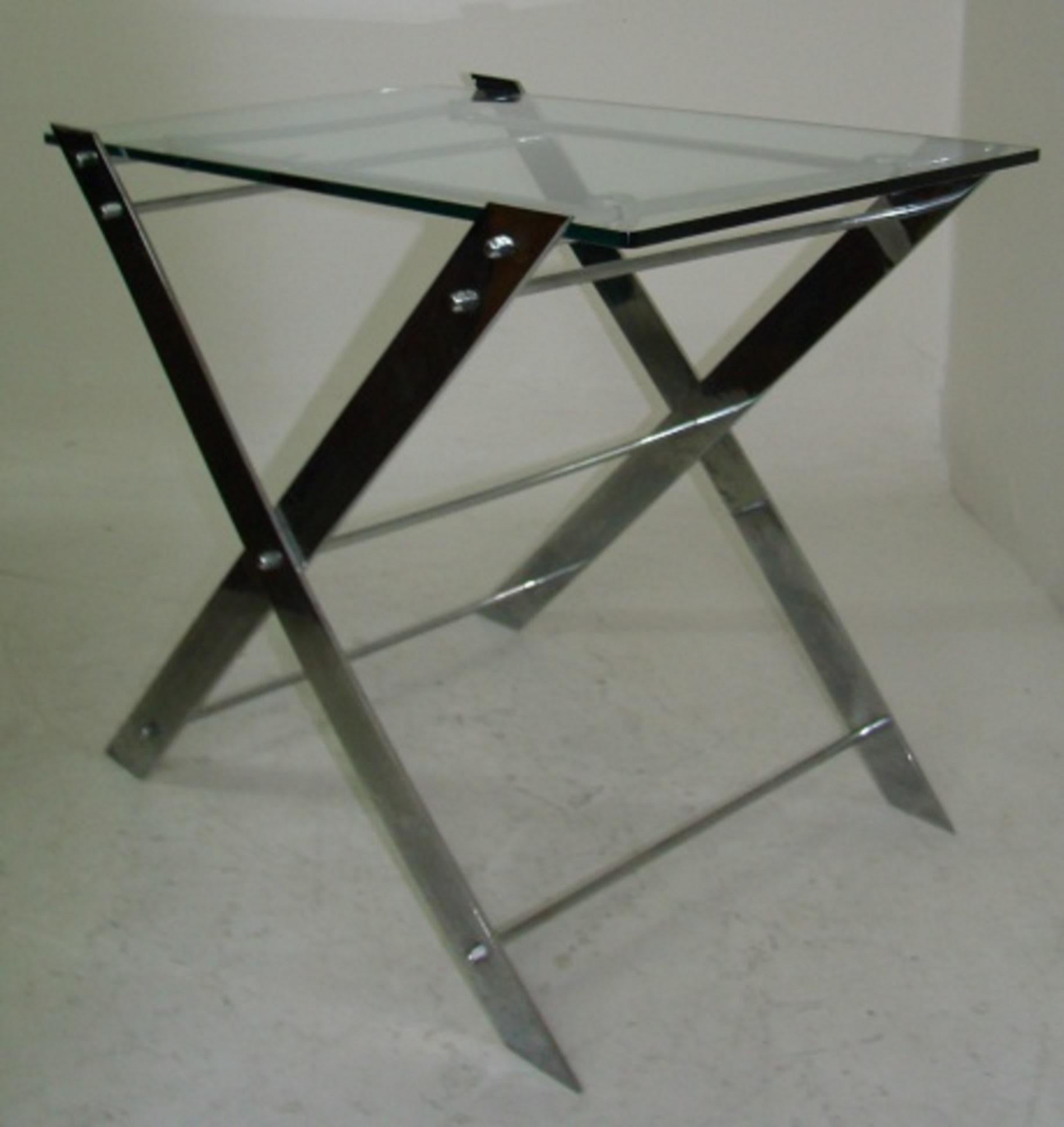 French 2 Tables in Glass and Chrome, France, 1940 For Sale