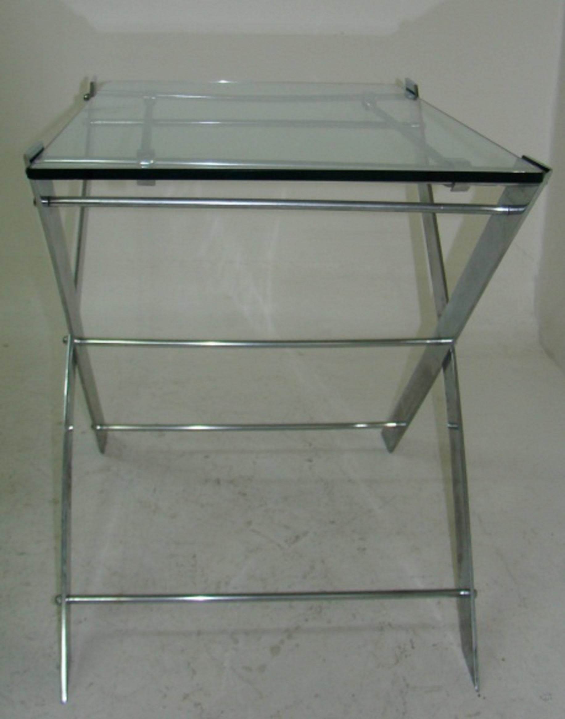 Mid-20th Century 2 Tables in Glass and Chrome, France, 1940 For Sale