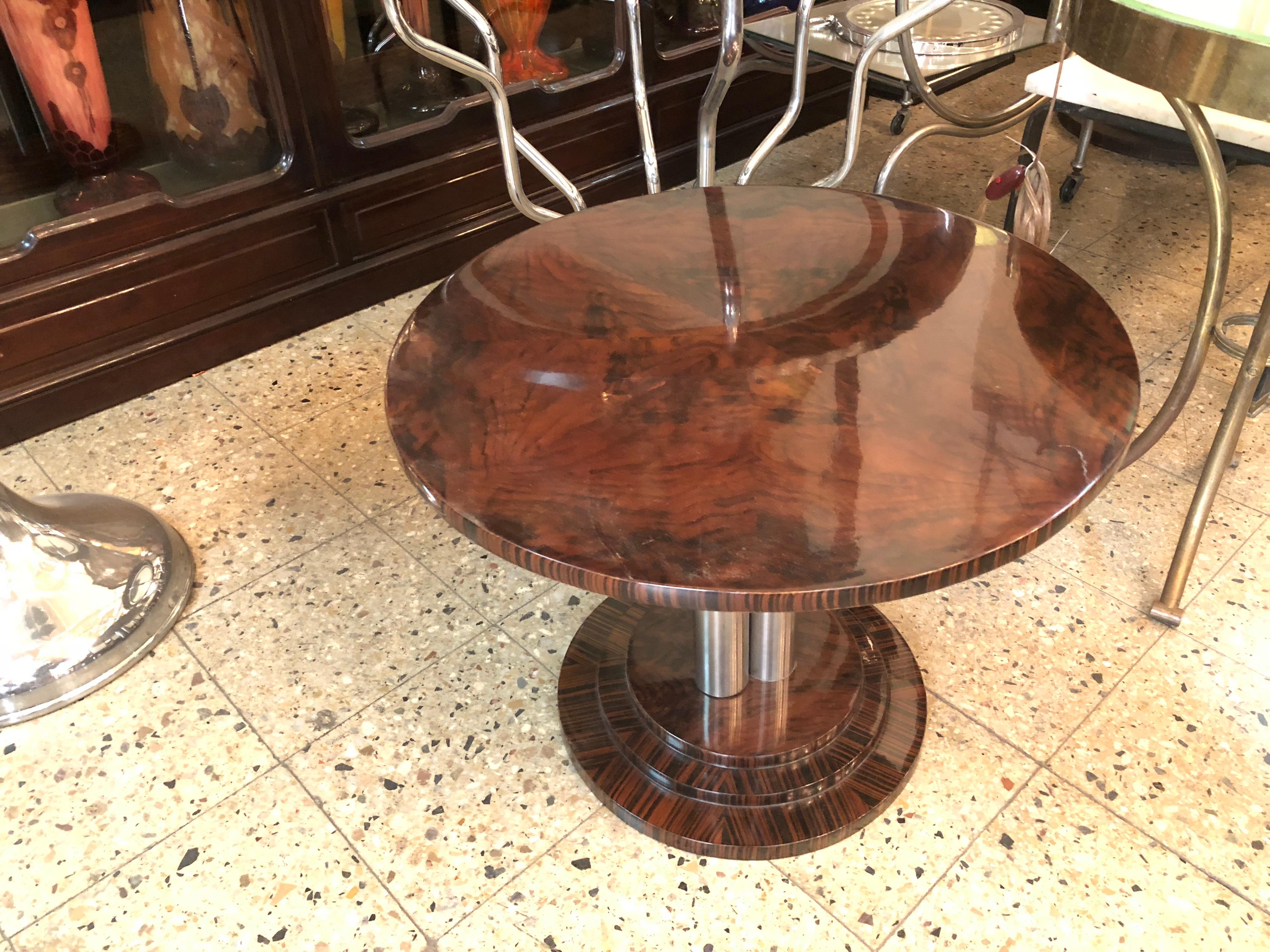 French 2 Tables in Wood and Chrome, France, 1930 For Sale