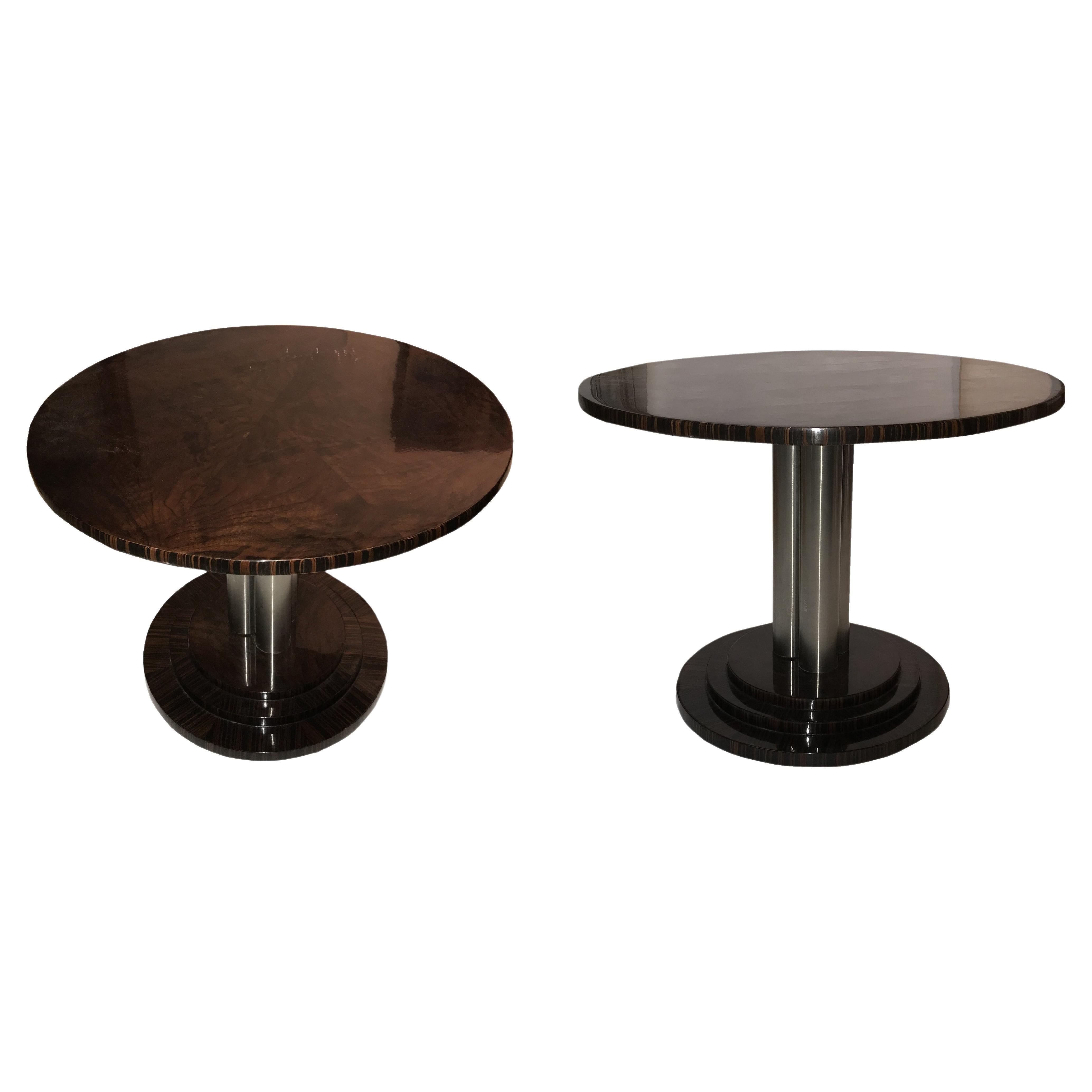 2 Tables in Wood and Chrome, France, 1930