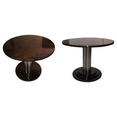 Vintage 2 Tables in Wood and Chrome, France, 1930