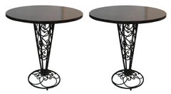 Elegant Art Deco Wood and Iron Tables, France, 1930