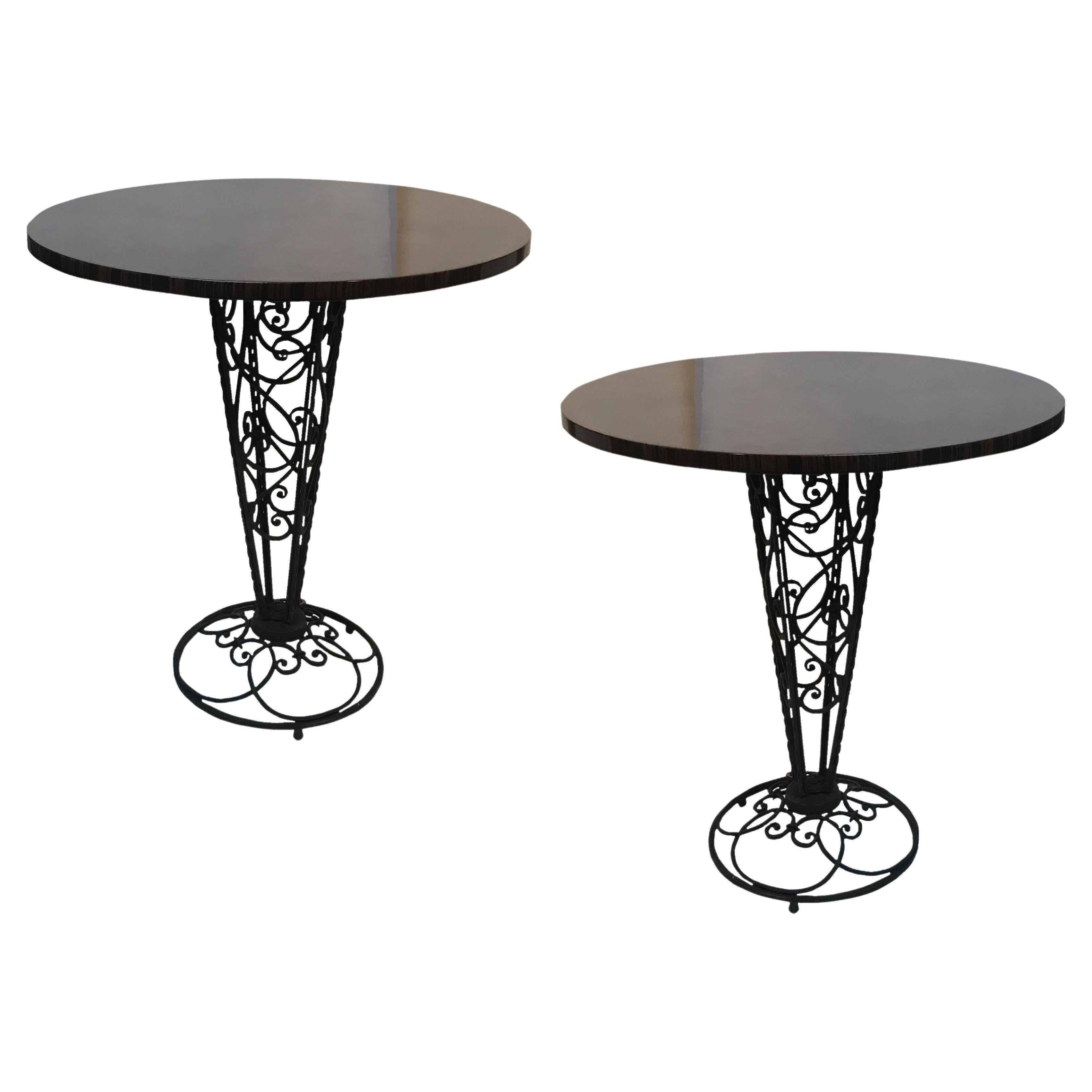 2 Tables in wood and iron, Art Deco, France, 1930 For Sale
