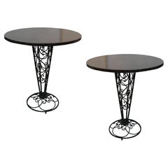 Vintage 2 Tables in wood and iron, Art Deco, France, 1930