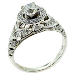 2 TCW Diamond Engagement Art Deco Ring in White Gold