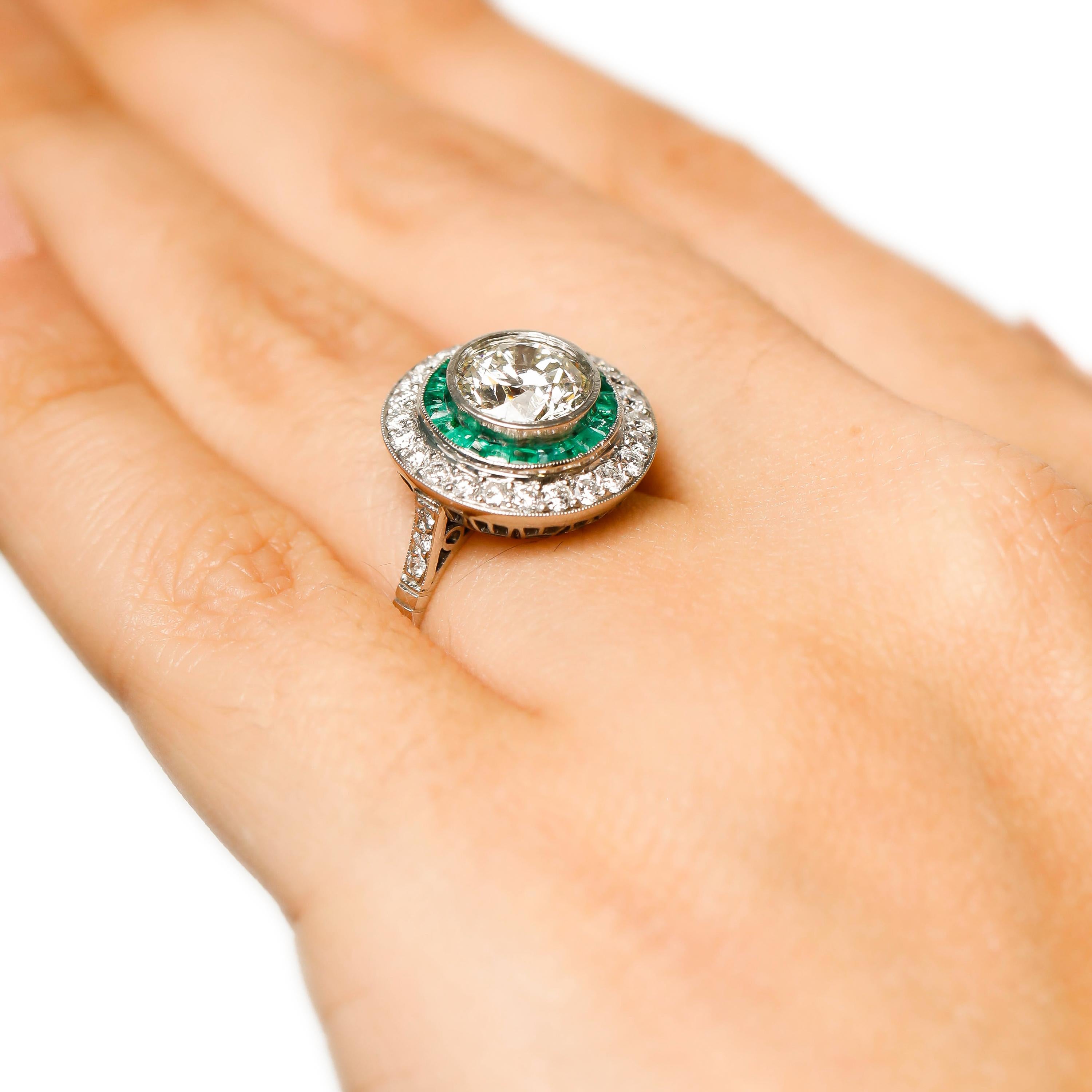 emerald halo diamond ring