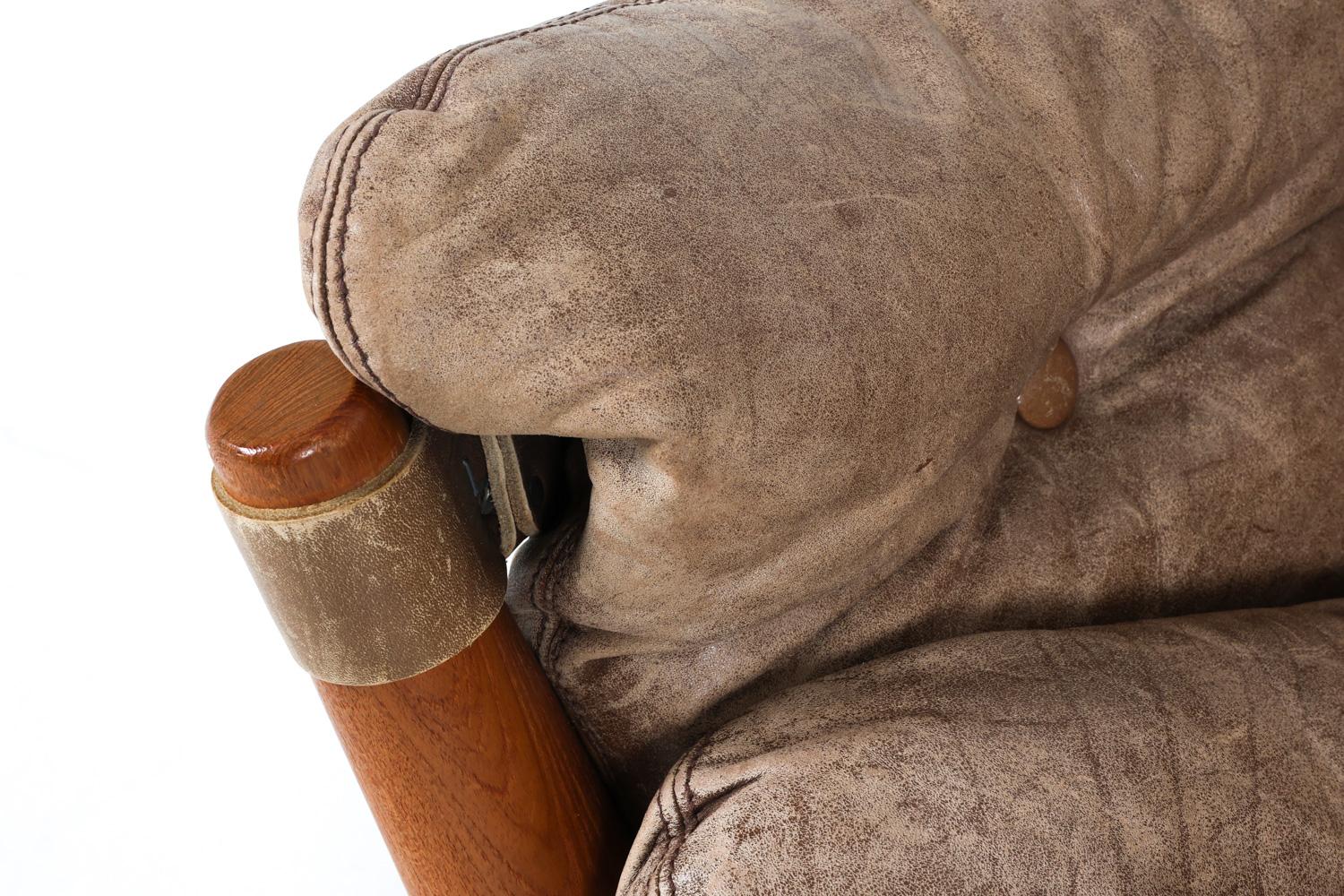 (2) Sedie da salotto danesi in teak e cuoio di John Mortensen in vendita 5