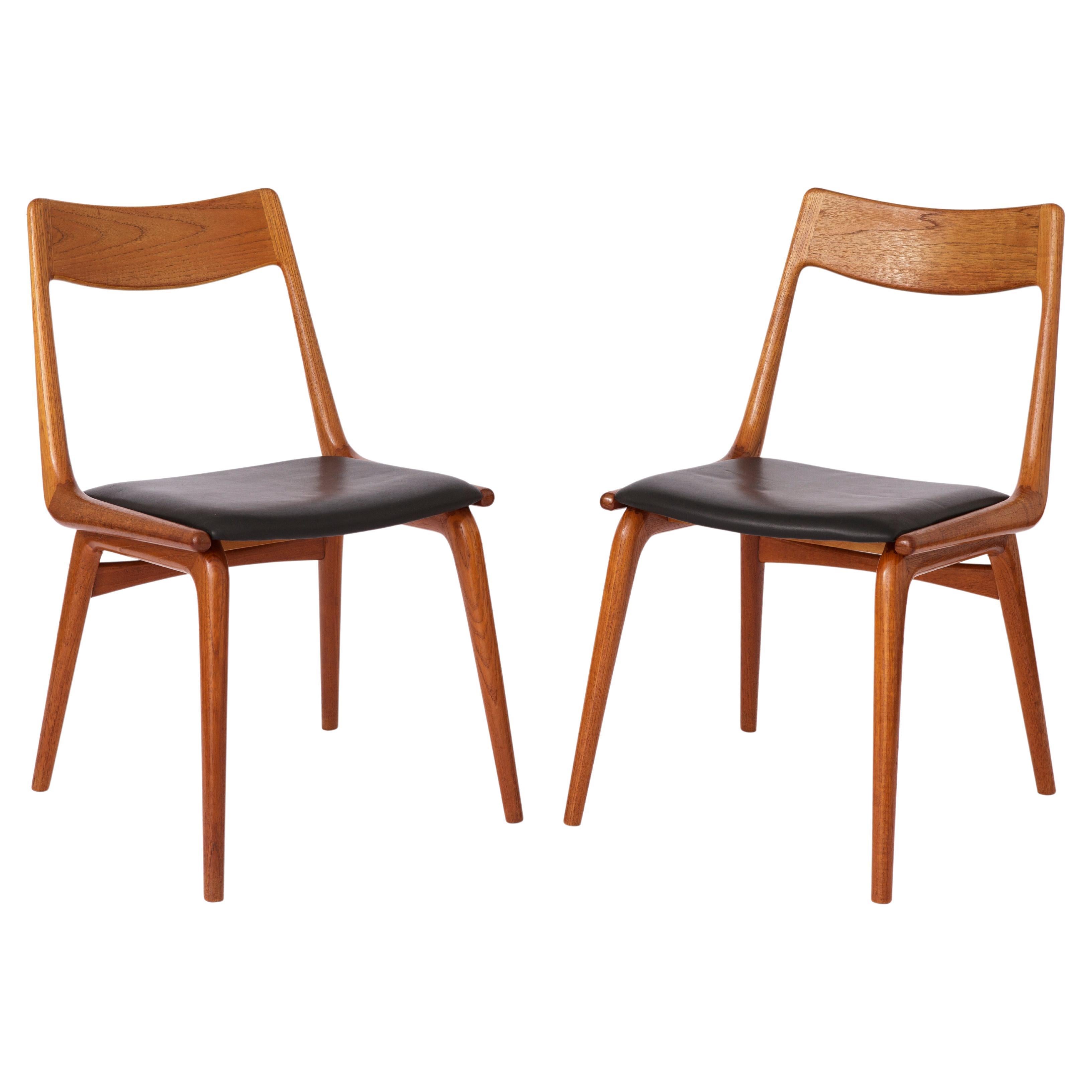 2 Teak Boomerang Dining Chairs by Alfred Christensen for Slagelse Mobelvaerk For Sale