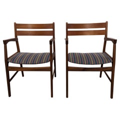 2 Teak Dining Arm Chairs, 012324 Vintage Danish Midcentury