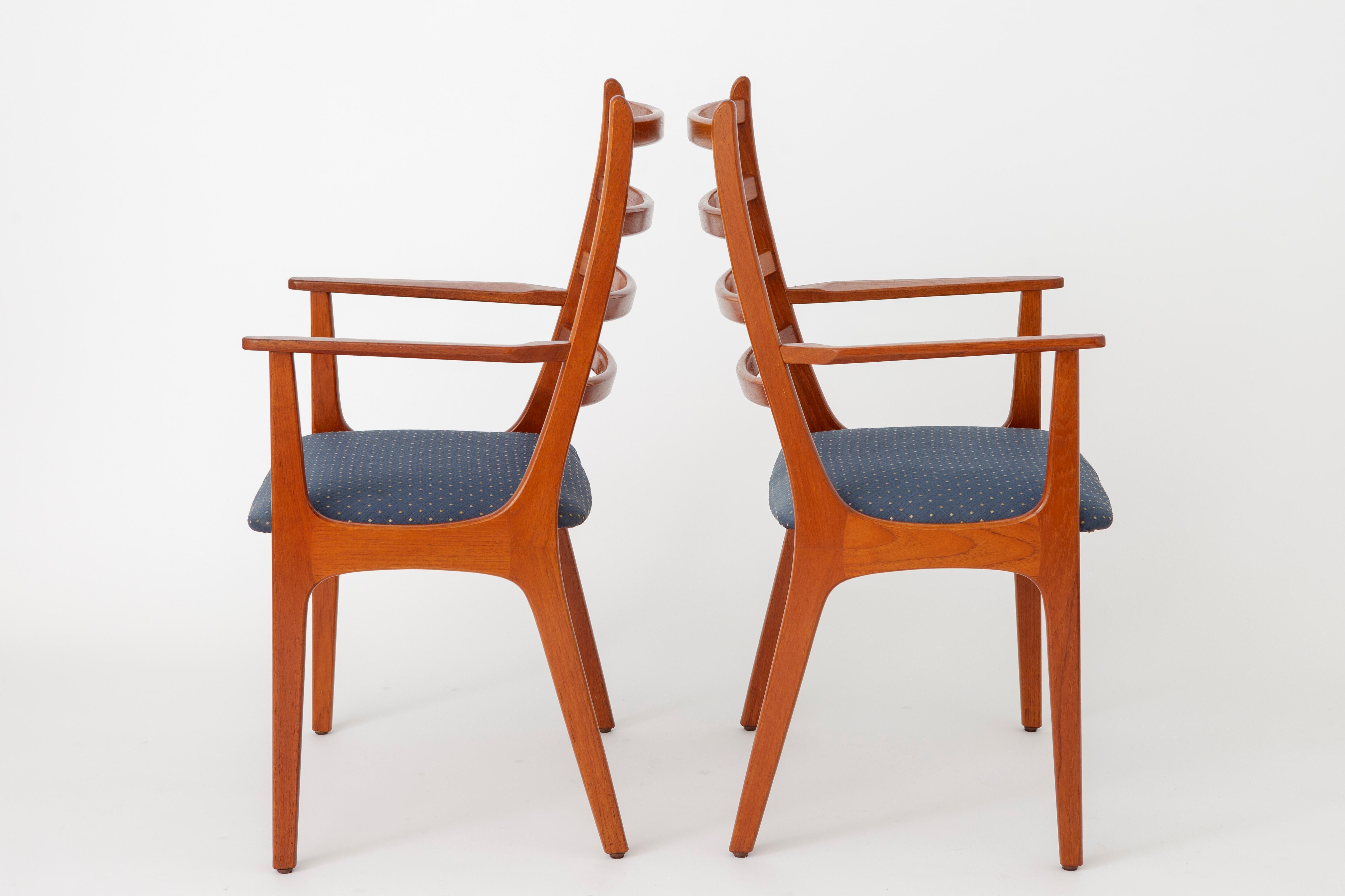 Polished 2 Teak Dining chairs 1960s by KS Mobler, Denmark For Sale