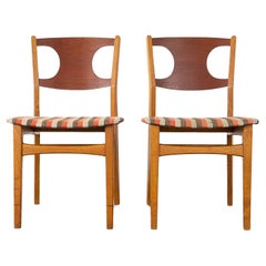 2 chaises de salle à manger en teck et chêne de Paul Rasmussen