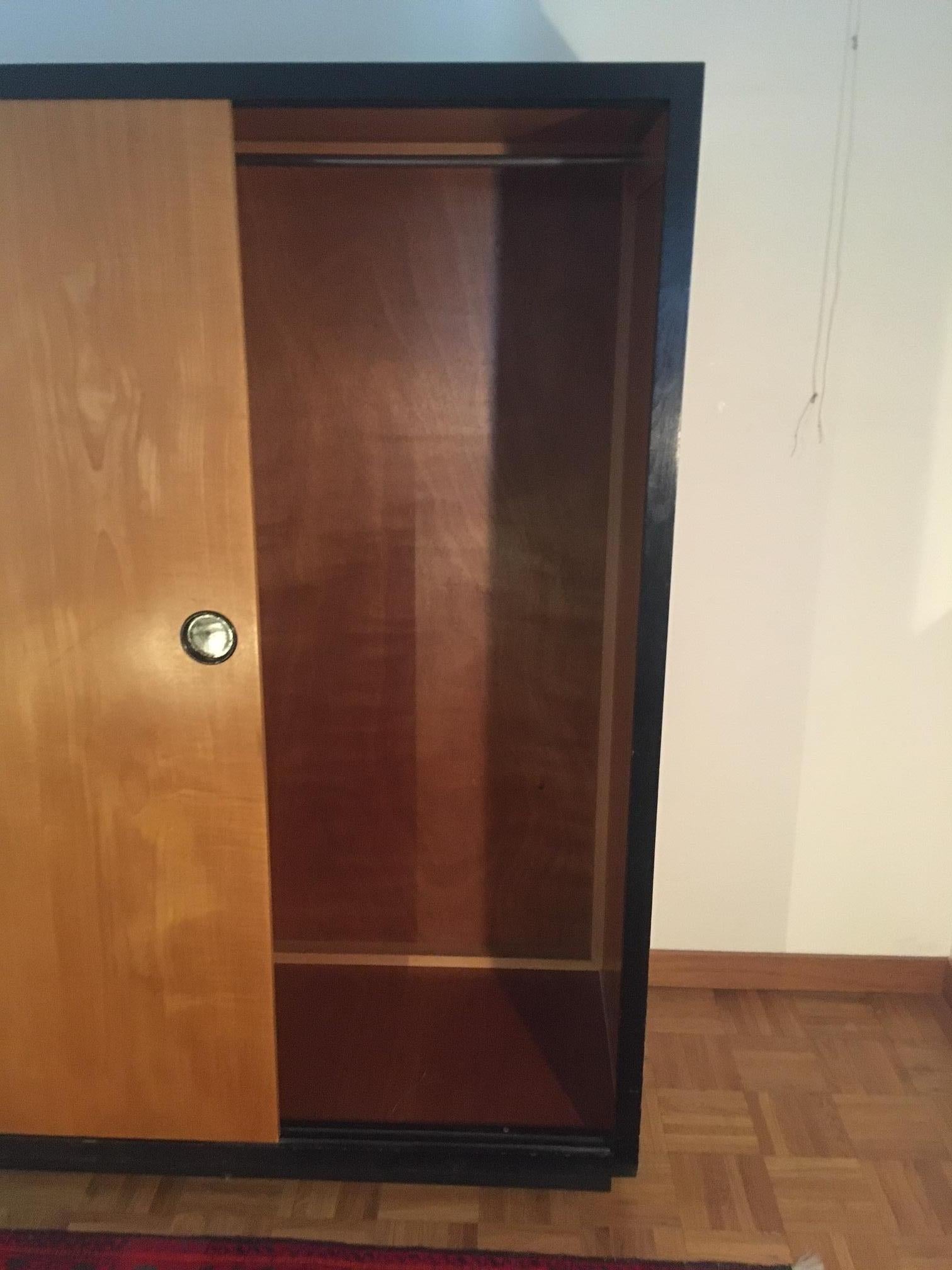 2 Teak Sliding Doors Wardrobe by Kurt Thut, Switzerland 1950s For Sale 5