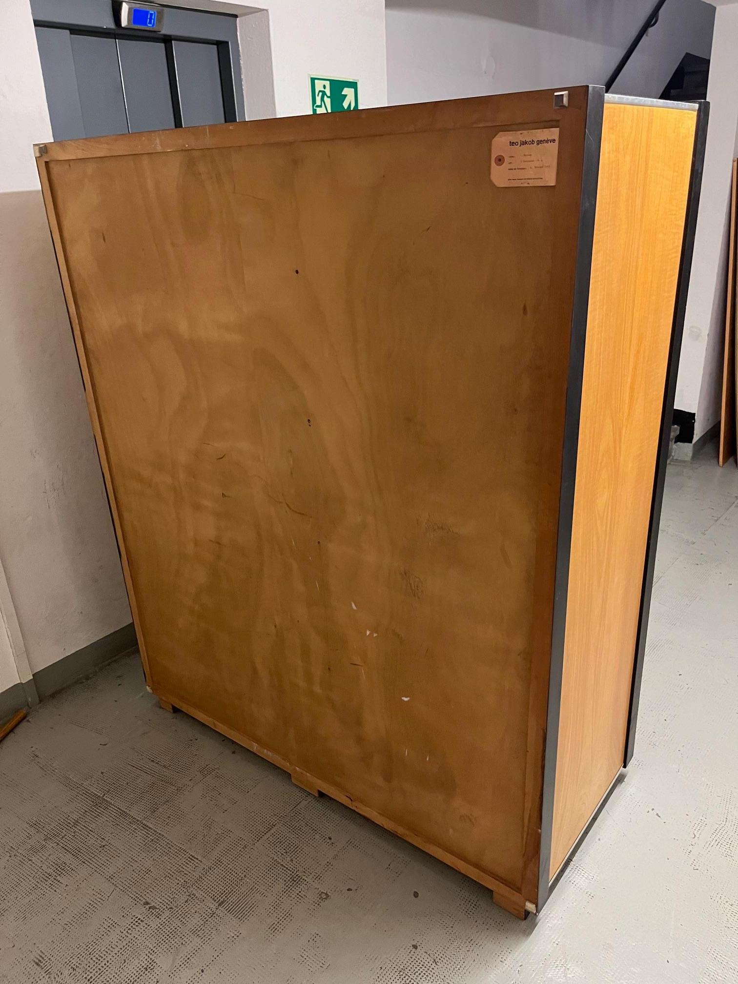 2 Teak Sliding Doors Wardrobe by Kurt Thut, Switzerland 1950s For Sale 2