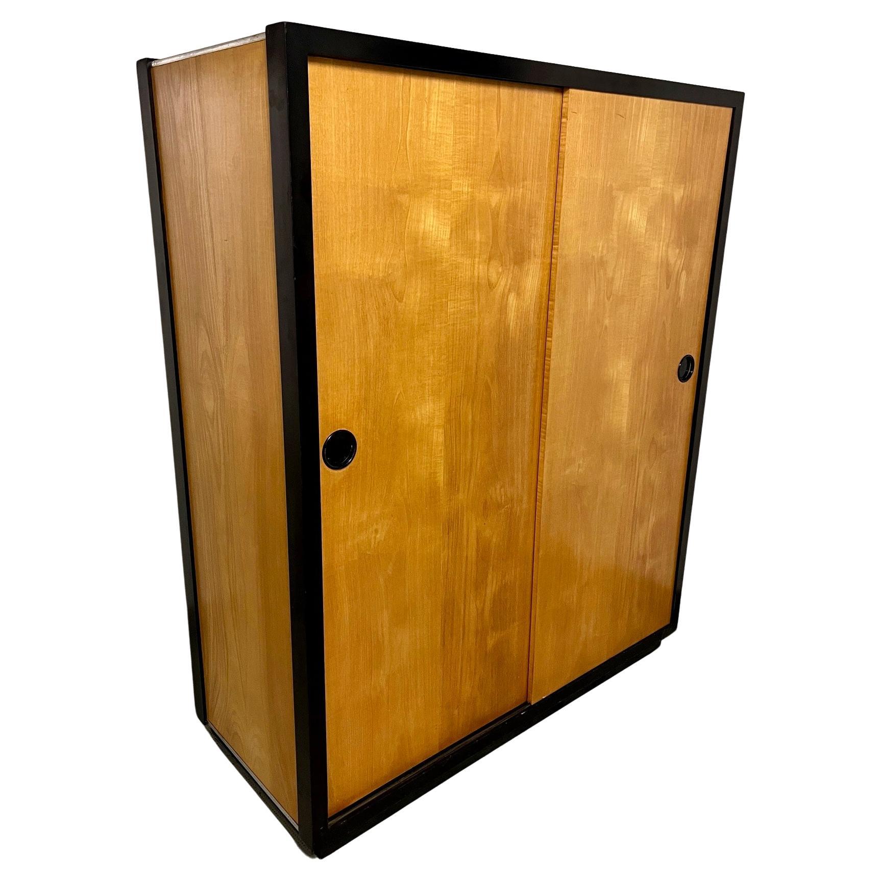 2 Teak Sliding Doors Wardrobe by Kurt Thut, Switzerland 1950s For Sale