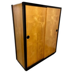 Vintage 2 Teak Sliding Doors Wardrobe by Kurt Thut, Switzerland 1950s