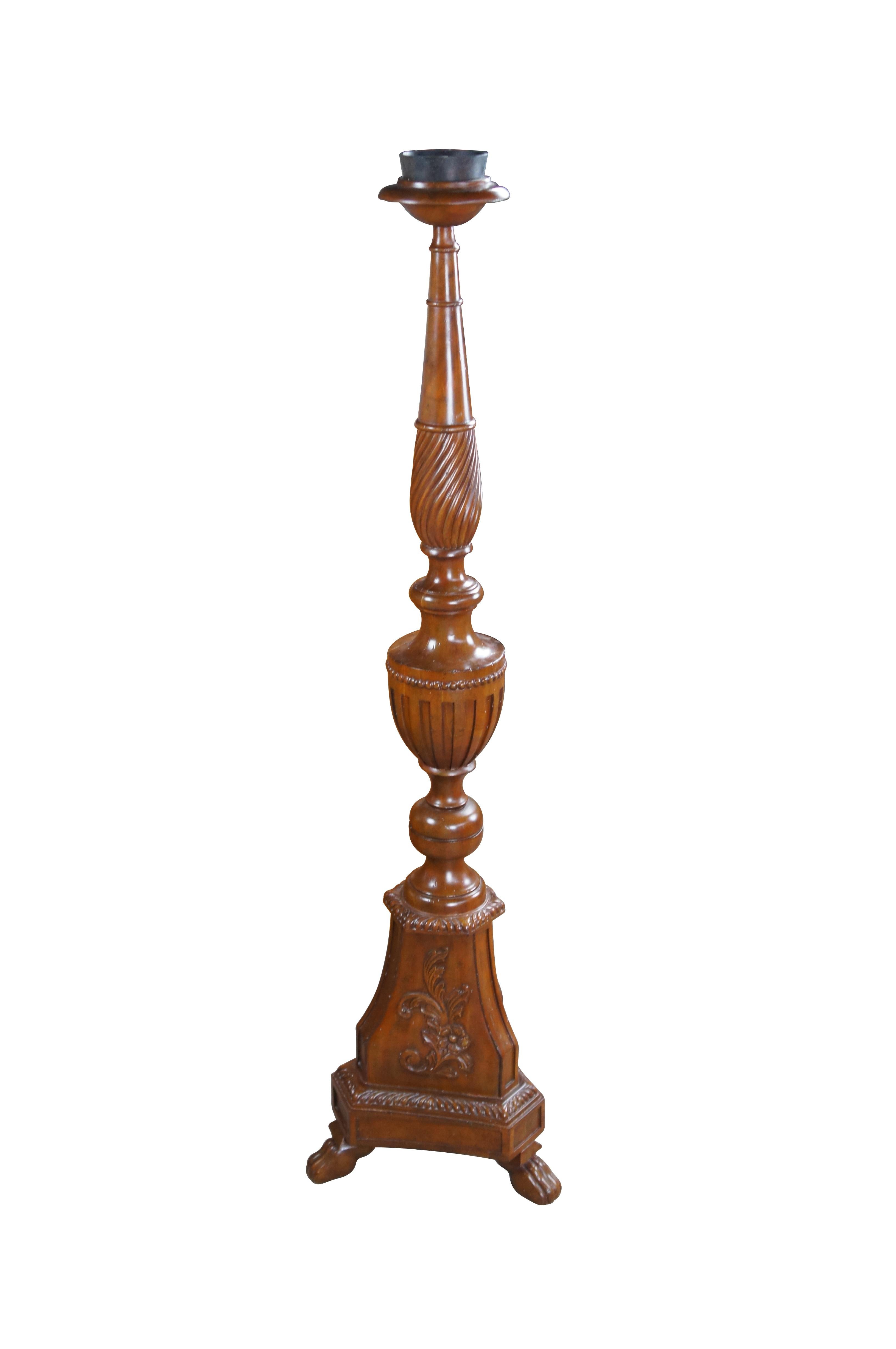 2 Theodore Alexander French Neoclassical Mahogany Candle Holders Altar Sticks 54 In Good Condition For Sale In Dayton, OH
