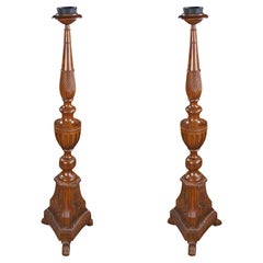 Vintage 2 Theodore Alexander French Neoclassical Mahogany Candle Holders Altar Sticks 54