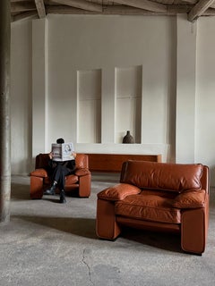 2 "THERA" ARMELSTÜHLE VON AMMANNATI & VITELLI FÜR BRUNATI LEATHER, ITALIEN 1980er