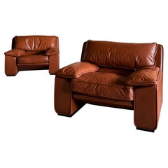2 Poltrone "THERA" DI AMMANNATI & VITELLI PER BRUNATI LEATHER, ITALIA anni '80