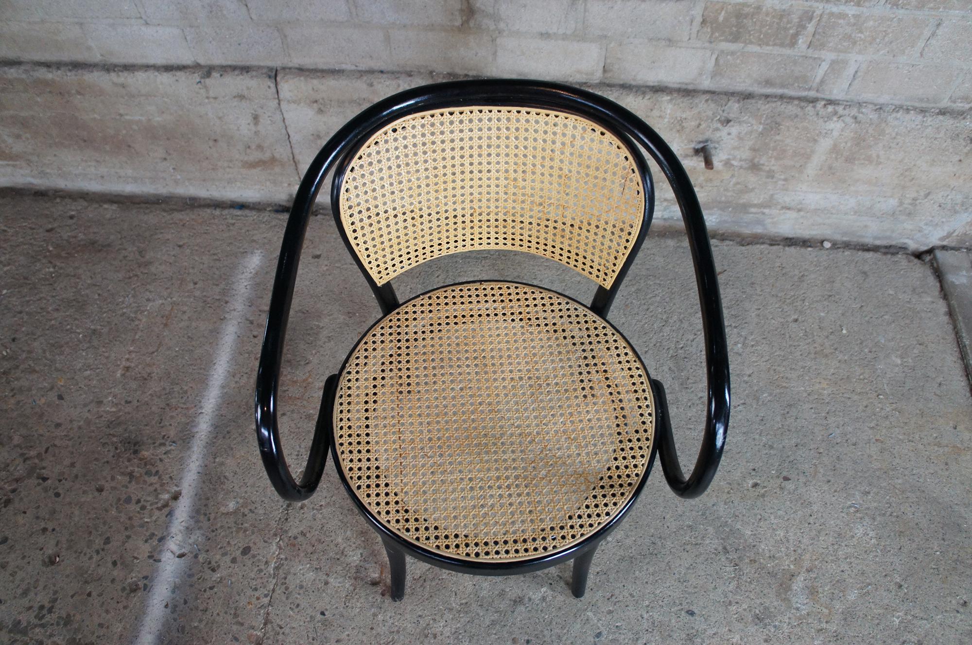 2 Thonet Italian Black Bentwood Cafe Bistro Arm Chairs Caned Parlor Dining 1