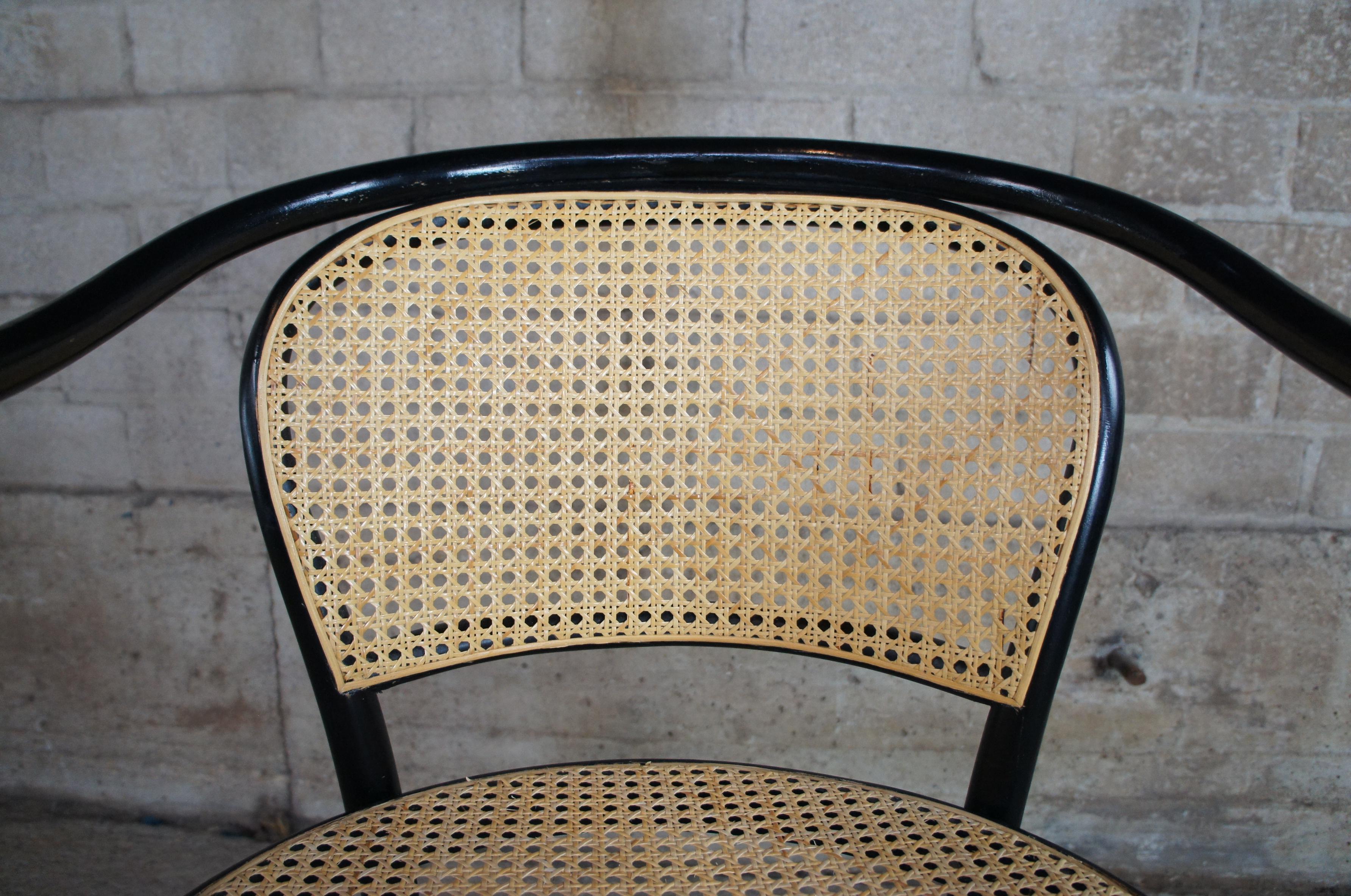 2 Thonet Italian Black Bentwood Cafe Bistro Arm Chairs Caned Parlor Dining 2