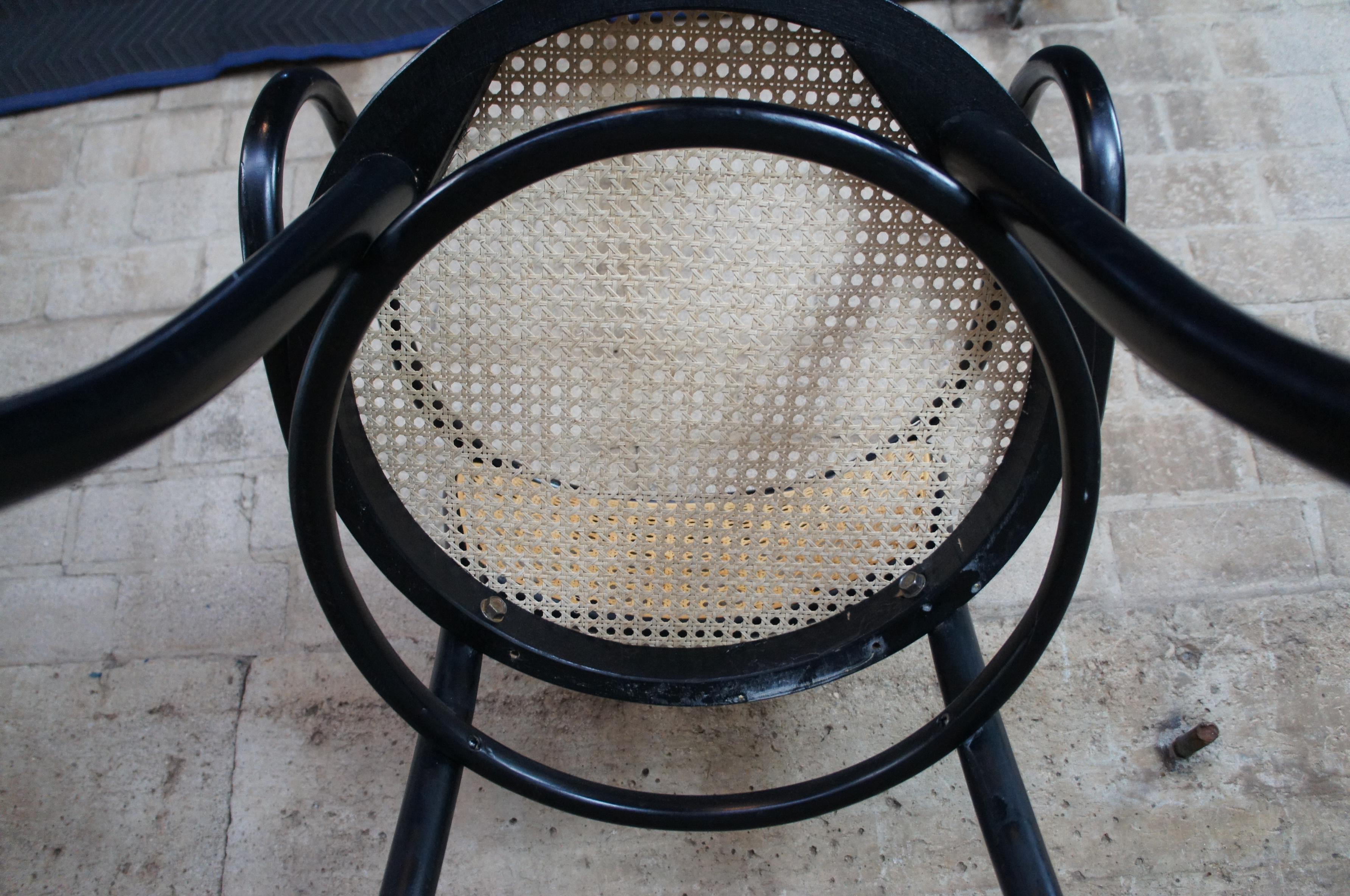 2 Thonet Italian Black Bentwood Cafe Bistro Arm Chairs Caned Parlor Dining 3