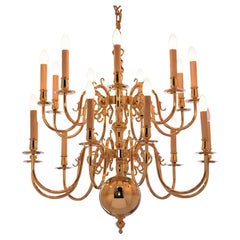 2 Tier 19th Century Electric Model Dutch Brass Chandelier with 18 Lights H82xW82