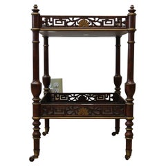 2 Tier Asian Style Burl Wood Etagere